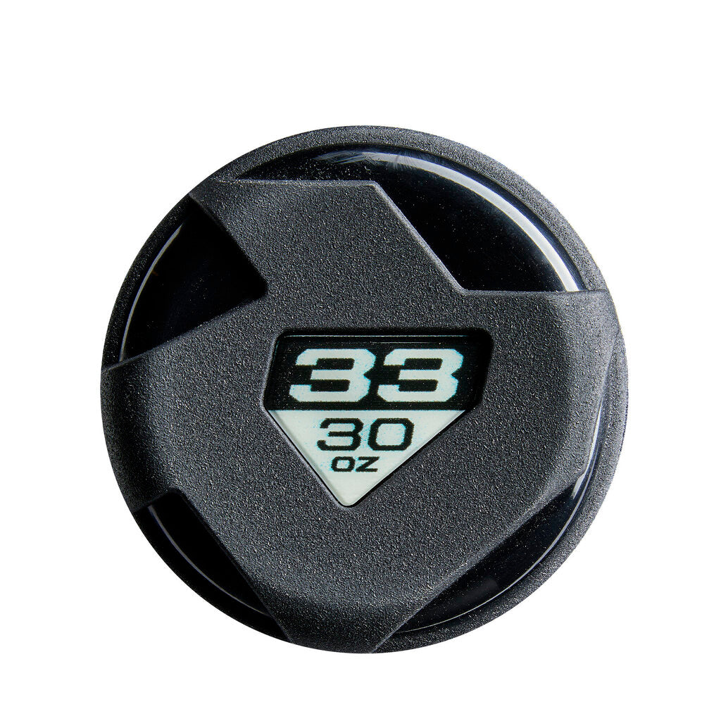 Black bat end cap with 33 oz and 30 oz size markings