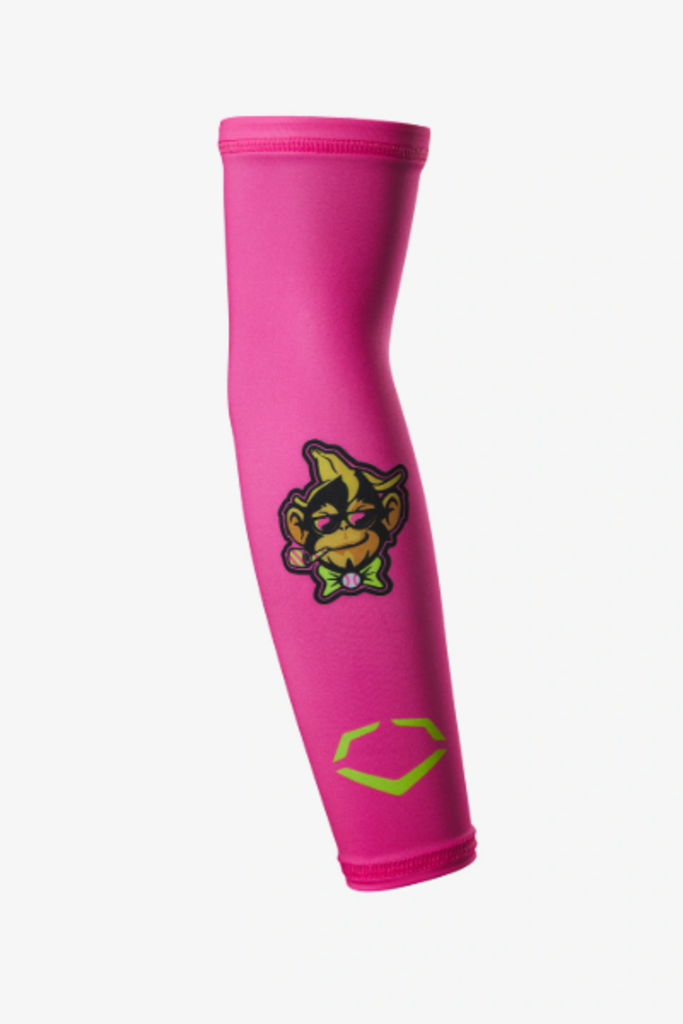 Pink compression arm sleeve with animal mascot logo