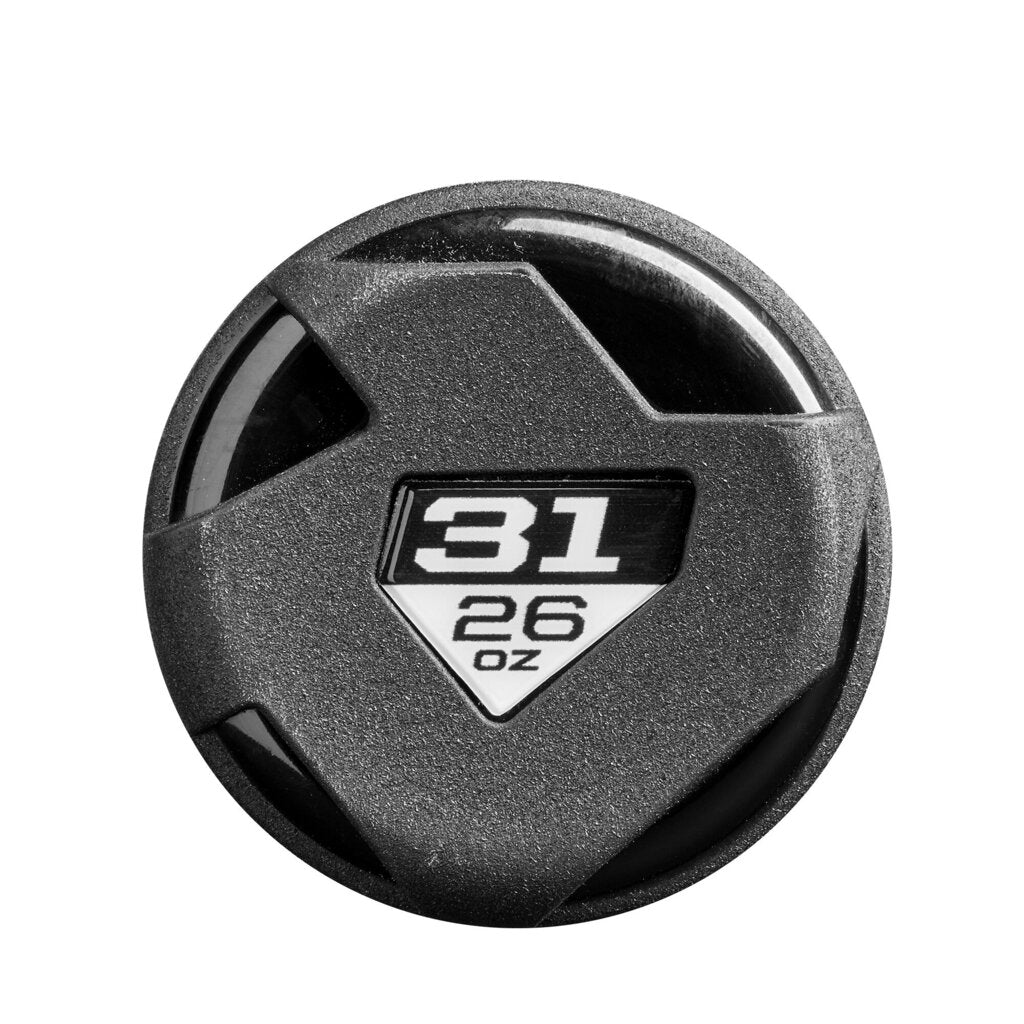 Baseball bat end cap showing '31' and '26oz' size markings