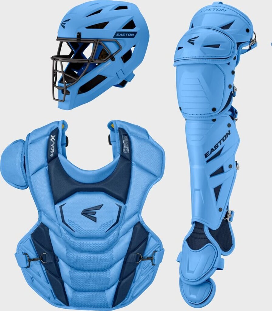 Baseball Catcher Set Easton MAV X NOCSAE - Columbia Blue/Navy