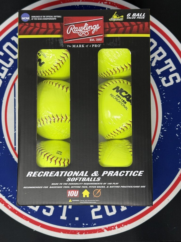 Rawlings 6 Ball Value Pack Recreational & Practice Softballs - 11"