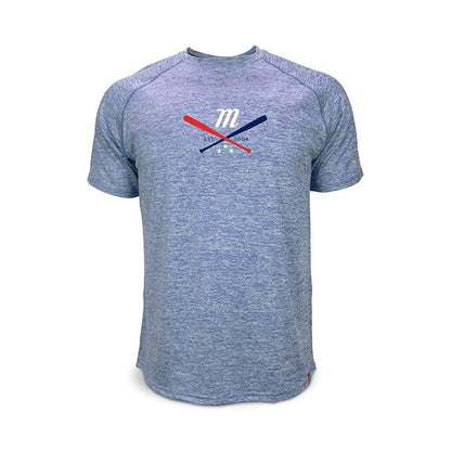 BASEBALL & SOFTBALL Marucci Marbled Heather Crossover Tee Shirt Marucci Youth M Blue New
