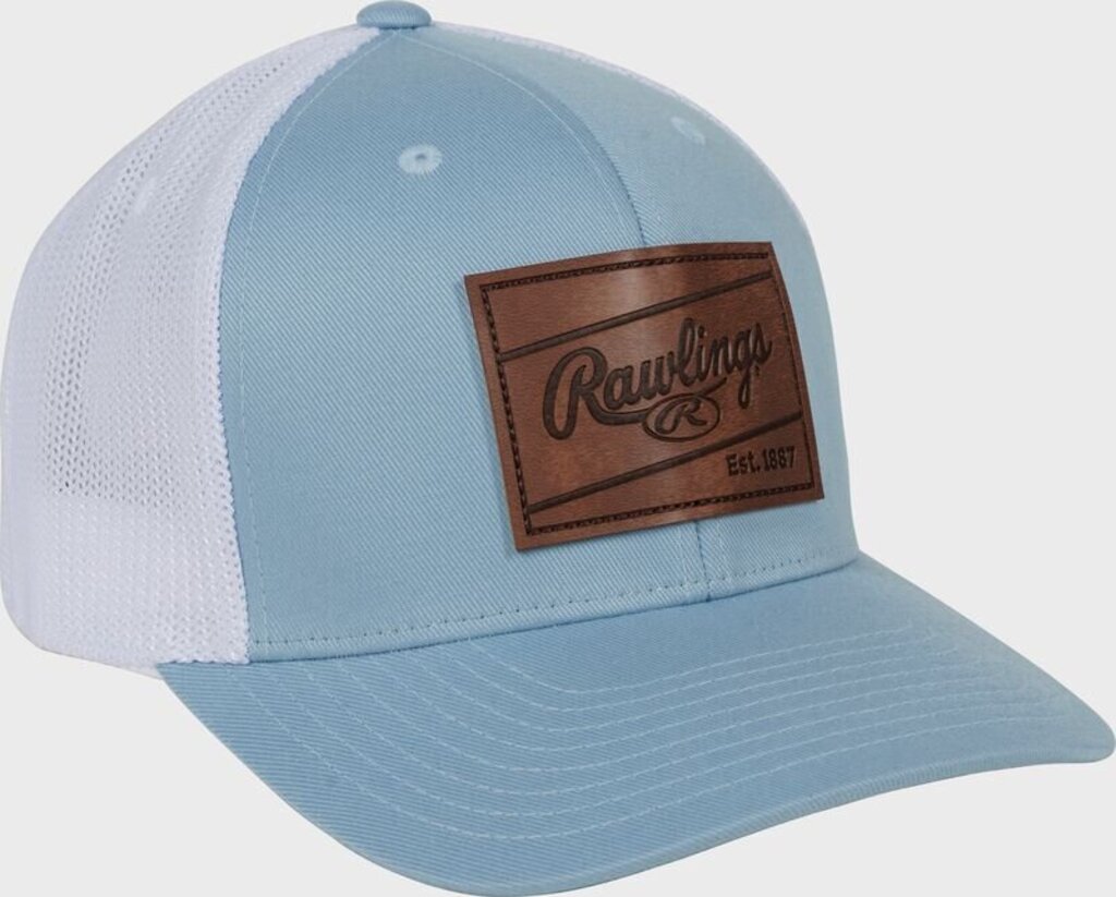 BASEBALL & SOFTBALL Rawlings Leather Patch Snapback Hat Rawlings OSFM Blue White Brown New