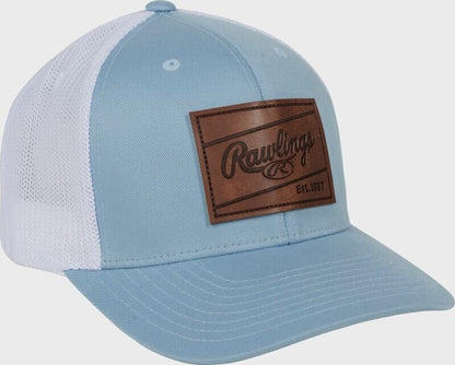 BASEBALL & SOFTBALL Rawlings Leather Patch Snapback Hat Rawlings OSFM Blue White Brown New