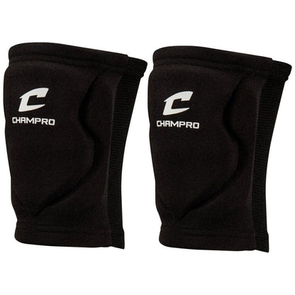 Black low-profile knee pads with Champro logo, padded sleeve style