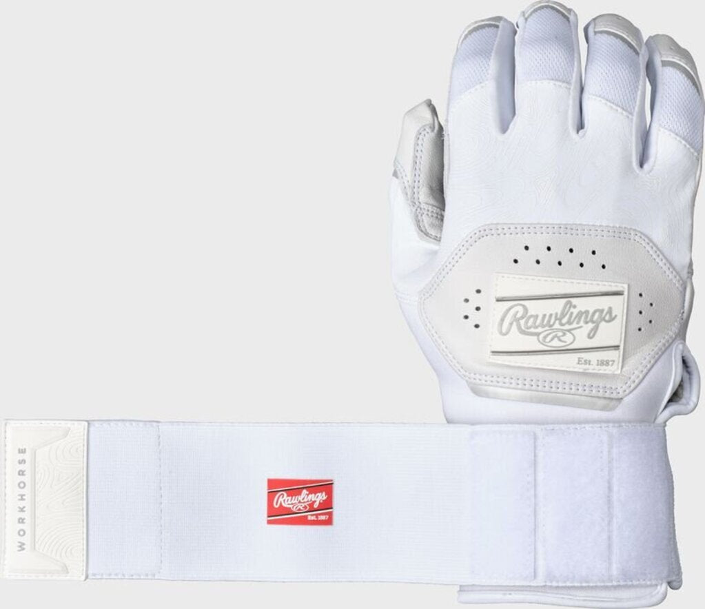 BASEBALL & SOFTBALL Rawlings Workhorse Compression Strap Batting Gloves Rawlings Adult S White New