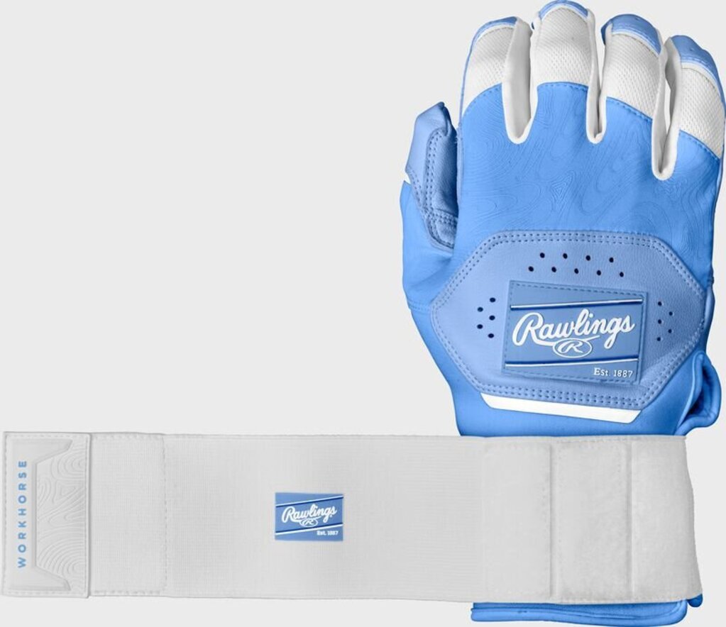 BASEBALL & SOFTBALL Rawlings Workhorse Compression Strap Batting Gloves Rawlings Adult S Columbia Blue New