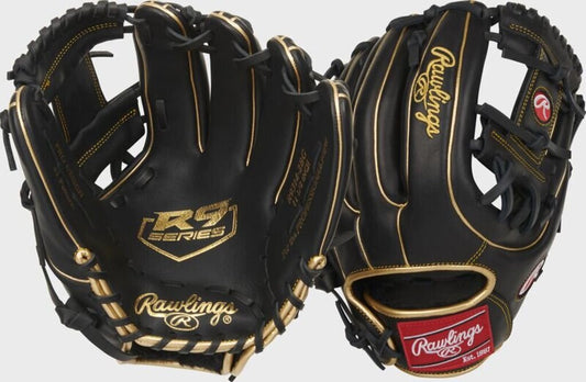 BASEBALL Rawlings R9 Series 11.5" Baseball Glove Rawlings 11.5" Black Gold New