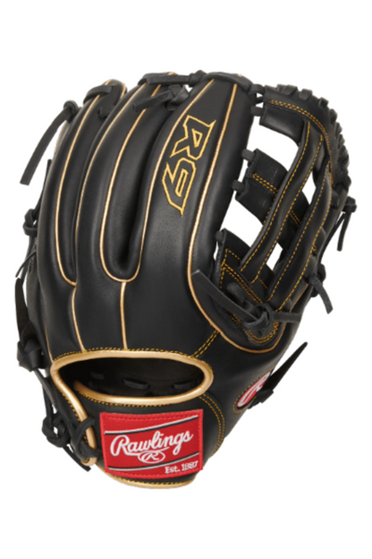 BASEBALL Rawlings R9 Series 11.75" Baseball Glove Rawlings 11.75" Black Gold New