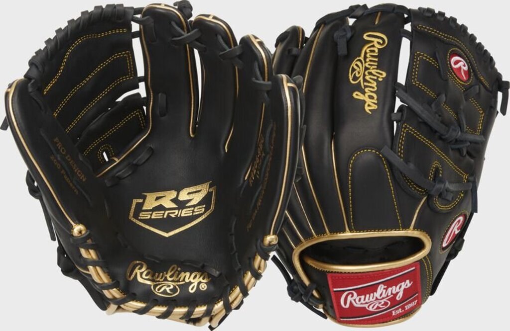 BASEBALL Rawlings R9 Series 12" Baseball Glove Rawlings 12" Black Gold New