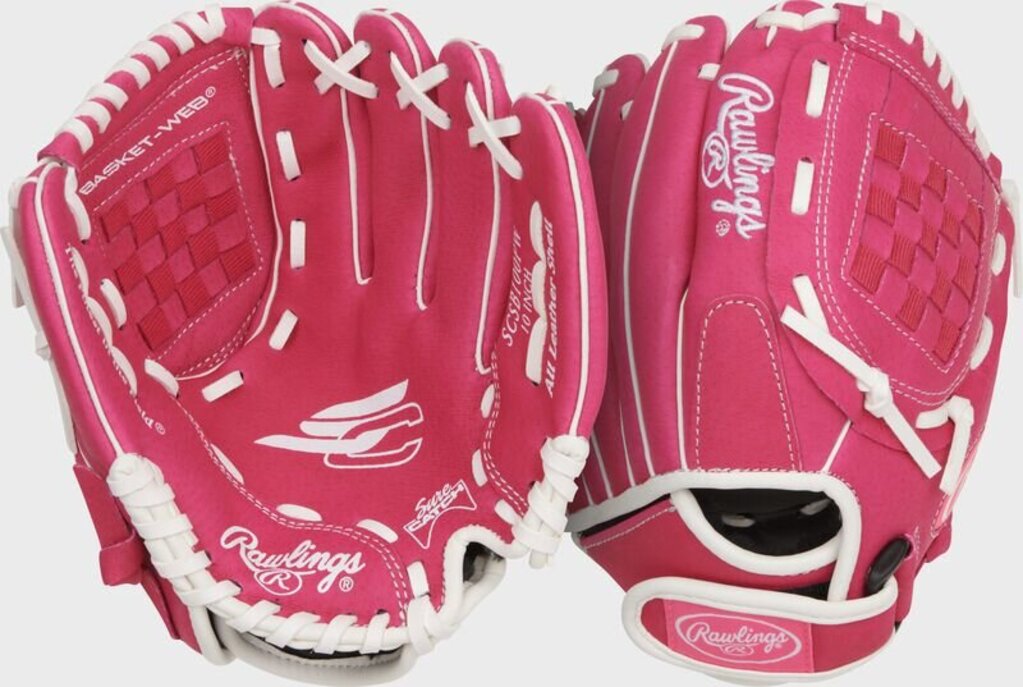 FASTPITCH SOFTBALL Rawlings Sure Catch Youth 10" Fastpitch Softball Glove Rawlings 10" Pink Mint White New