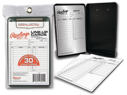 BASEBALL & SOFTBALL Rawlings Baseball & Softball Line-Up Cards with Case Rawlings 30 cards, One Case Black White New