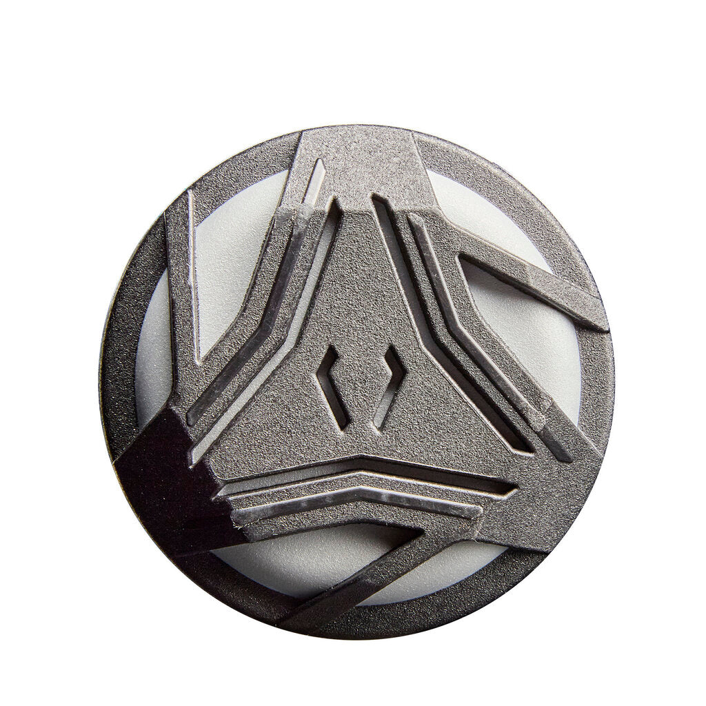 Fastpitch bat end cap close-up with textured molded pattern