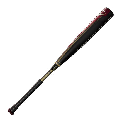 Louisville Slugger META BBCOR bat, black barrel with red stripe and gold grip detail