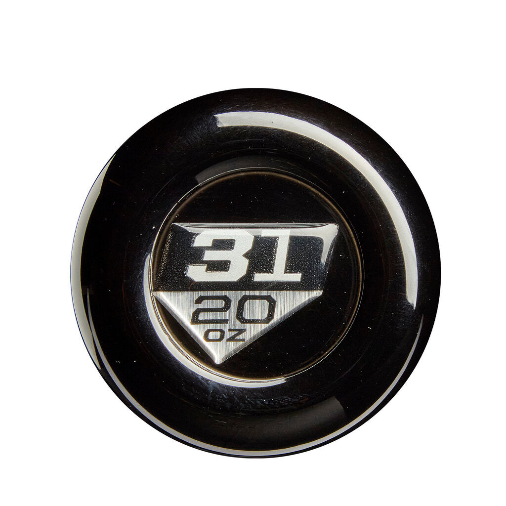 Baseball bat end cap with 31 and 20 OZ marking