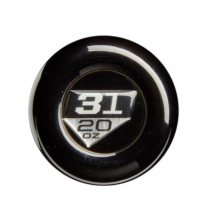 Baseball bat end cap with 31 and 20 OZ marking