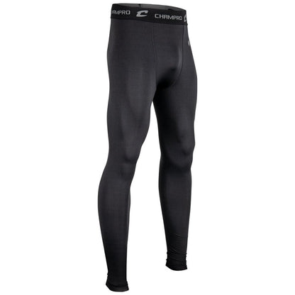 Adult black compression leggings with logo waistband and stretch ankle cuffs