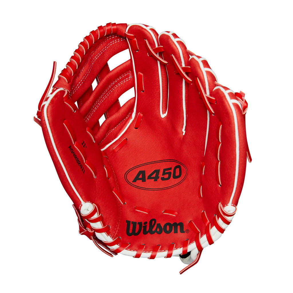 Wilson 2024 Wilson A450 11" Youth Baseball Glove (RHT/LHT) at 2nd String Sports Stuarts Draft VA