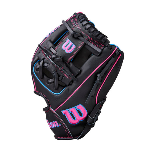 BASEBALL 2026 Wilson A1000 11.5" DP15 Pedroia Fit Baseball Glove Wilson 11.5" PF Black Pink Blue New