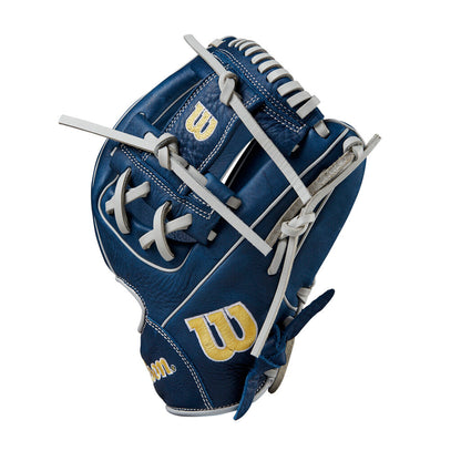 BASEBALL 2024 Wilson A1000 11.5" DP 15 Pedroia Fit Baseball Glove - LHT 2nd String Sports 11.5" LHT Navy Grey Yellow New