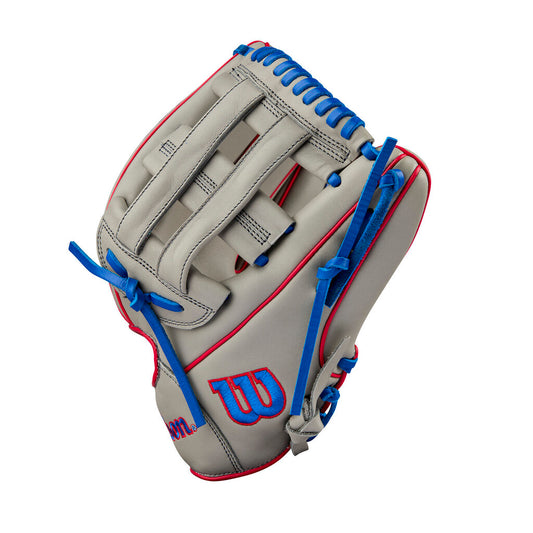 BASEBALL 2024 Wilson A900 12" DP12 Pedroia Fit Baseball Glove (RHT/LHT) Wilson 12" PF Grey Red Blue New