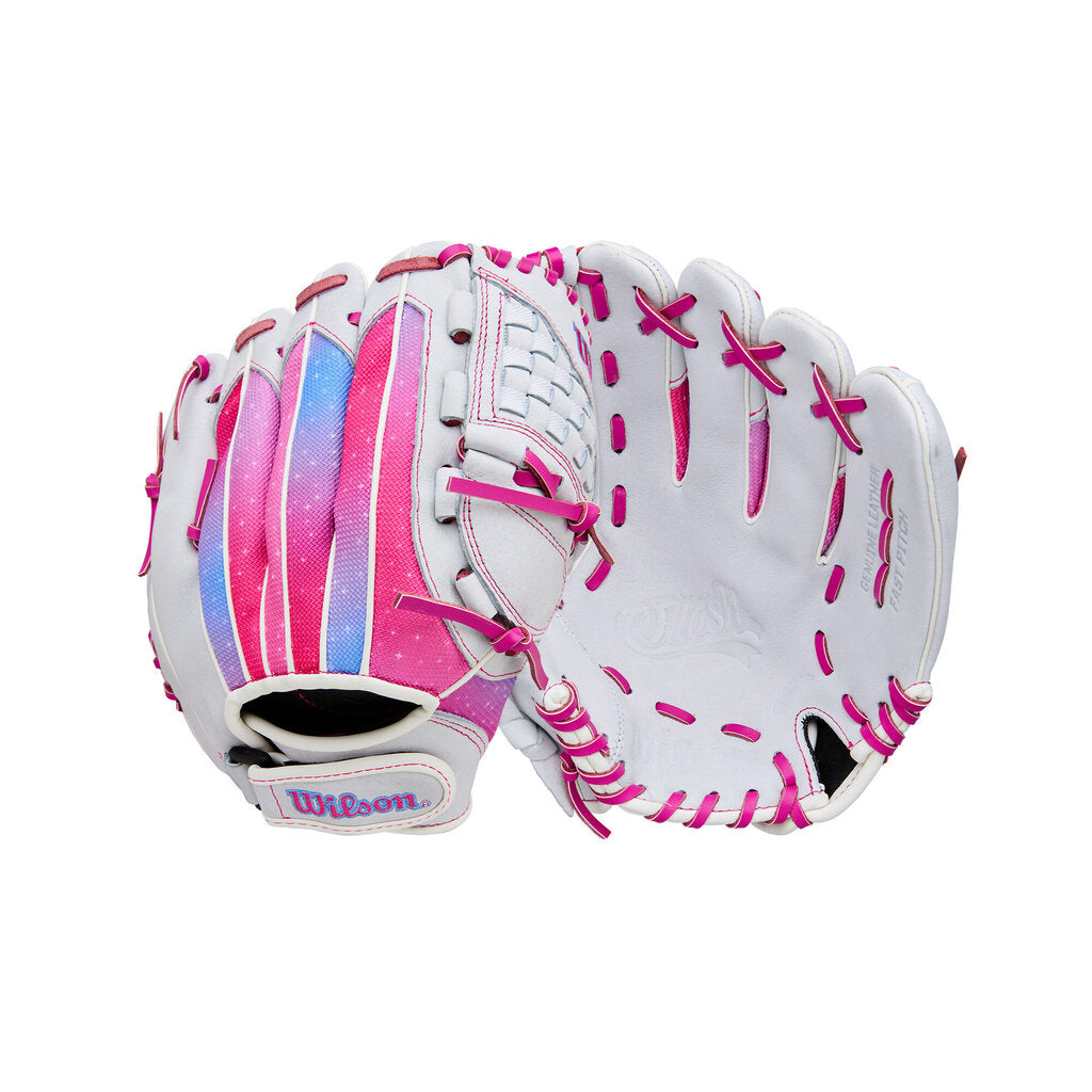 2026 Wilson 11.5" A440 Flash Youth Fastpitch Softball Glove (RHT/LHT) - 11.5" LHT White Pink New - 2nd String Sports