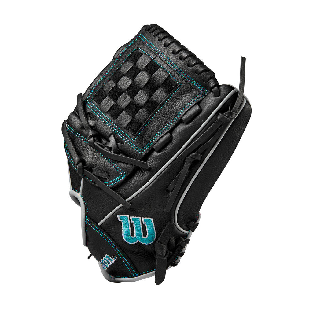 FASTPITCH SOFTBALL 2024 Wilson 12" A500 Siren Youth Fastpitch Softball Glove Wilson 12" Black Teal New