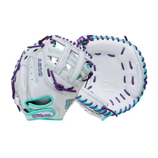 FASTPITCH SOFTBALL 2026 Wilson 32" A500 Siren Youth Fastpitch Softball Catcher Mitt Wilson 32" White Purple New