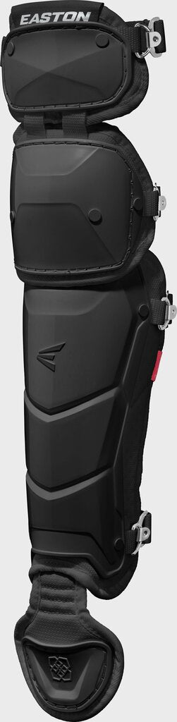Black youth leg guards with padded shin and ankle cap