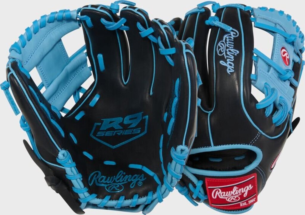 Rawlings R9 Series 11.5" Baseball Glove (Two Colorways) - RHT - 11.5" Black Blue New - 2nd String Sports