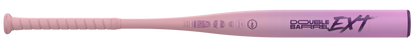 Purple fastpitch bat barrel with Double Barrel and XT logo near the cap