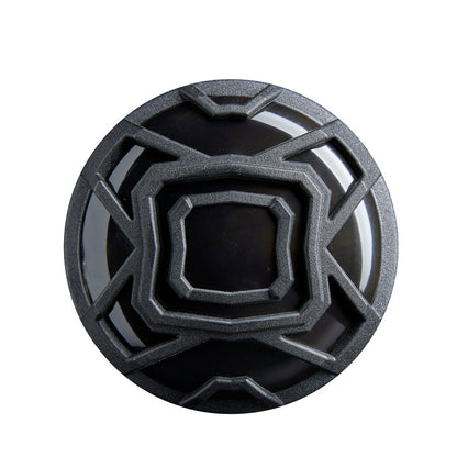Gunmetal baseball bat end cap with molded geometric hex pattern