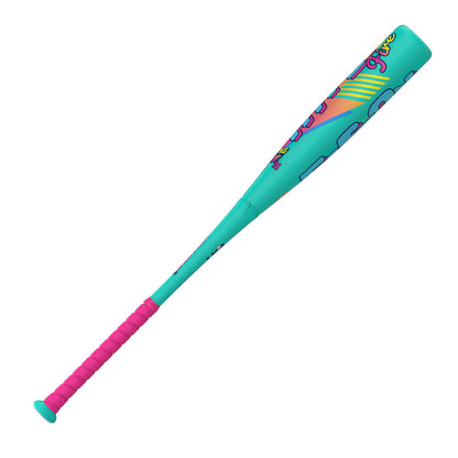 Teal baseball bat with pink grip and Spring Break barrel art on side