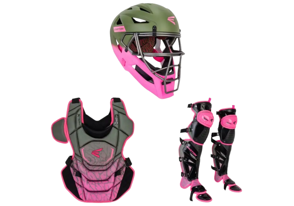 Baseball Catcher's Set Easton MAV X NOCSAE Limited Edition Green and Pink - Medium Military Green Pink New - 2nd String Sports