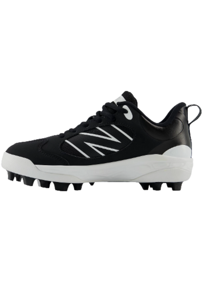 Youth Fresh Foam molded baseball cleat, black knit upper, AV logo, front studs