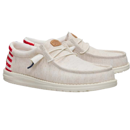 Hey Dude Men's Wally Americana II Casual Shoes - Bone White/USA