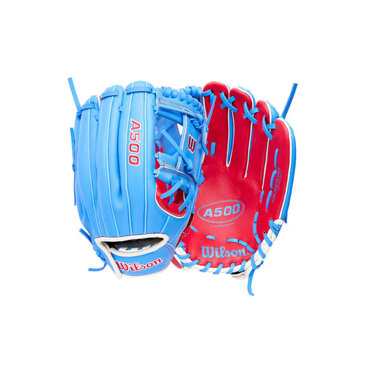 2027 Wilson 11.5" A500 Youth Baseball Glove (RHT or LHT) - Blue Red New - 2nd String Sports