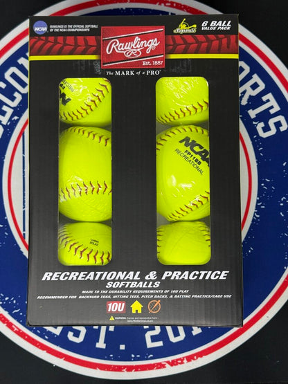 FASTPITCH SOFTBALL Rawlings 6 Ball Value Pack Recreational & Practice Softballs - 11" Rawlings