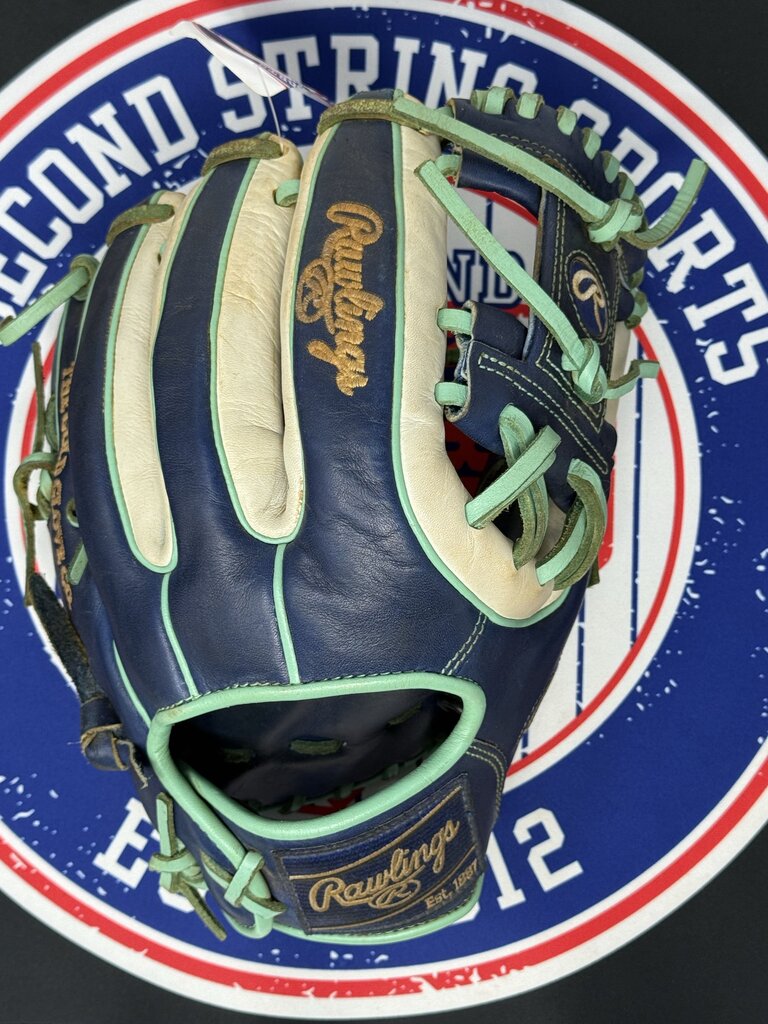 BASEBALL Rawlings Heart of the Hide 11.5" Used Baseball Glove Rawlings 11.5" Blue White Teal Used
