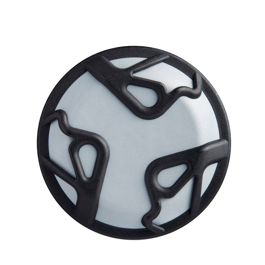 Baseball bat end cap with molded black tread pattern and 31 logo stamp