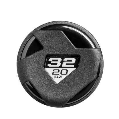 Fastpitch softball bat end cap with “32 20 oz” marking