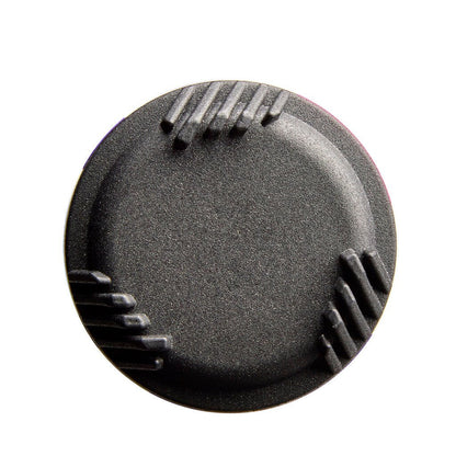 Fastpitch softball bat end cap with textured black surface and ridged edge
