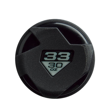 DeMarini Omega BBCOR bat knob with “33” and “30 oz” measurement markings