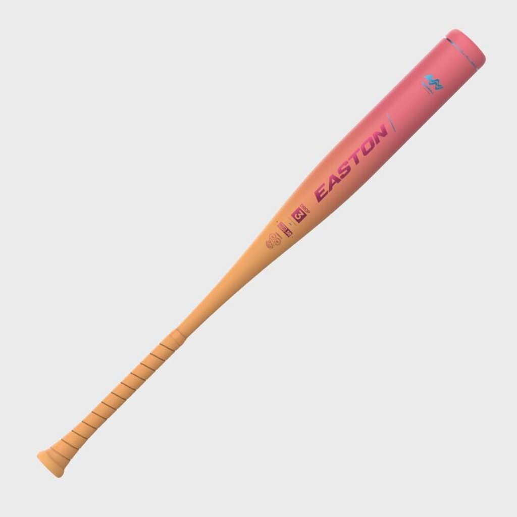 Easton Mav1 Flash BBCOR baseball bat, pink end cap and orange handle