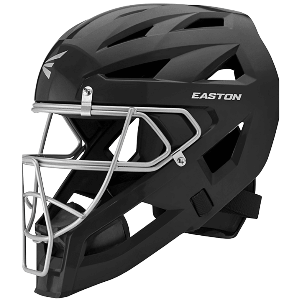 Black Easton baseball catcher helmet with steel face cage