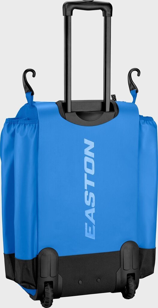 Easton wheeled bat bag in Columbia blue with tall handle and molded wheel base