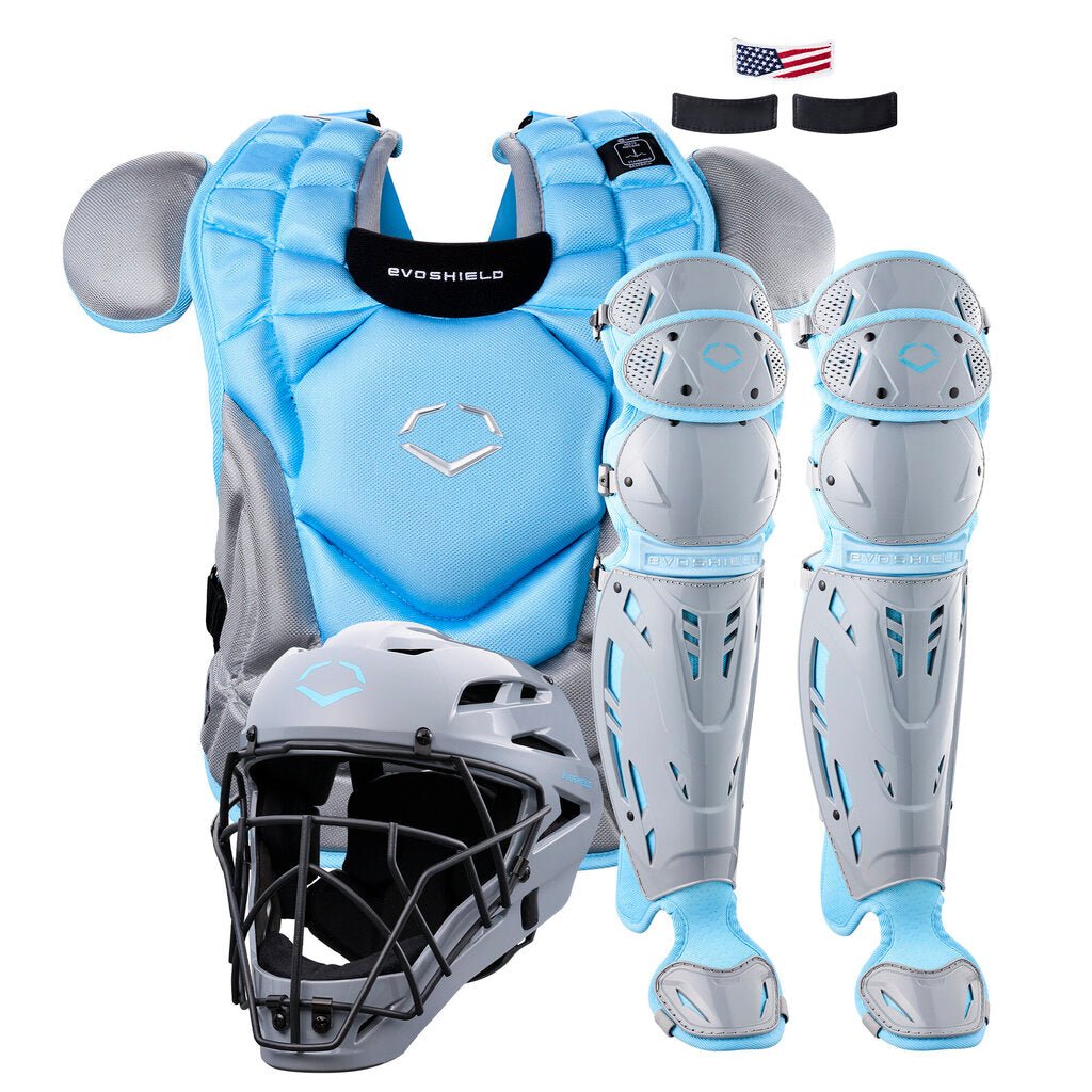 Baseball Catcher's Set Evoshield SRZ-1 NOCSAE - Interm Vic Blue Grey New - 2nd String Sports