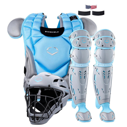 Baseball Catcher's Set Evoshield SRZ-1 NOCSAE - Interm Vic Blue Grey New - 2nd String Sports