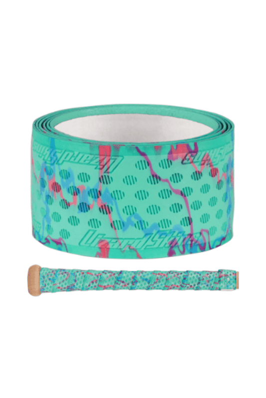 Bat grip tape roll and cut strip in teal with pink coral camo pattern, 1.1 mm