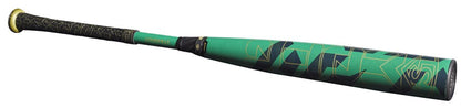 Green Louisville Slugger META BBCOR bat with black textured grip and printed barrel